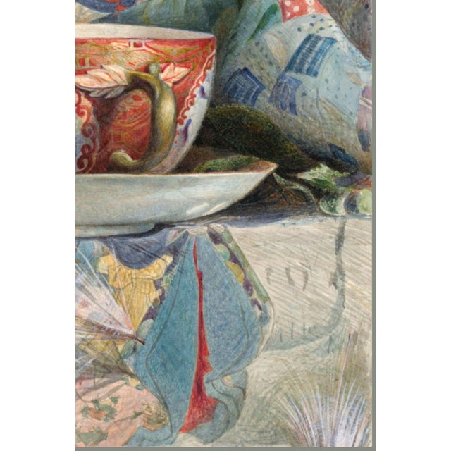 Paper 1876 Vintage Teacup Still Life Art Print, Japanese-Inspired Wall Art by Samuel Colman - 28" X 28" For Sale - Image 7 of 8