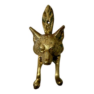 Vintage, English, Fox, Brass Door Knocker For Sale