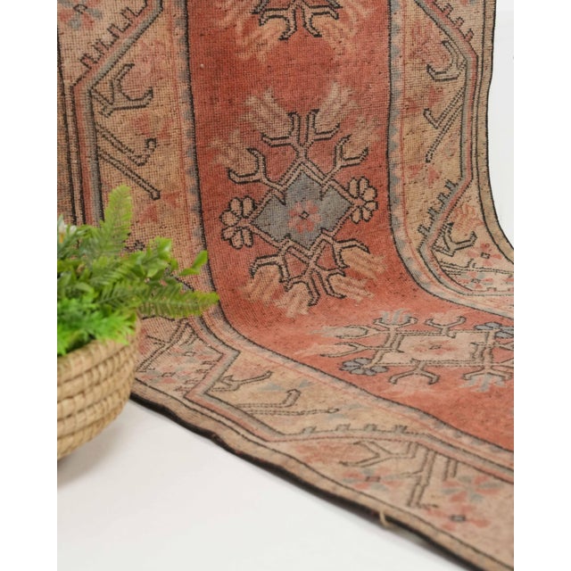 1970s 1970s Vintage Turkish Handmade Wool Cotton Orange Runner Rug For Sale - Image 5 of 11
