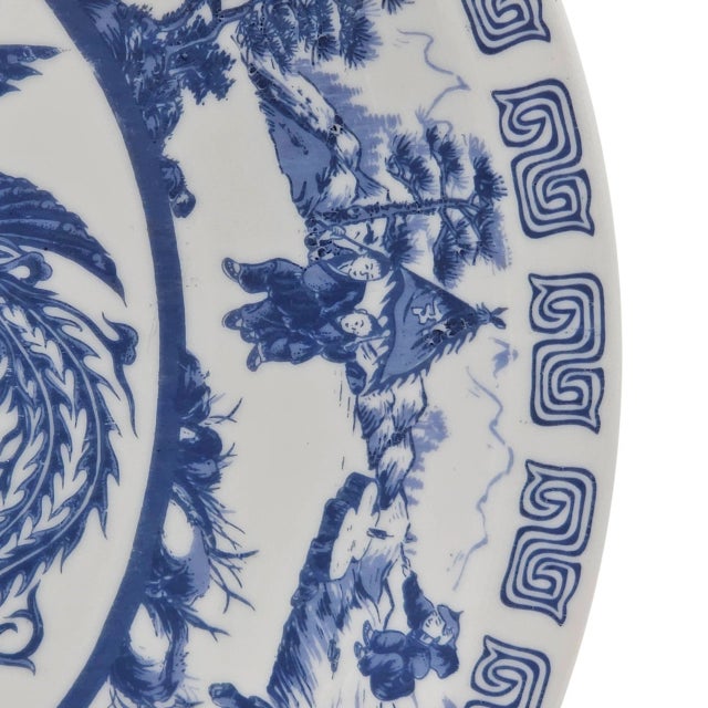 Late 20th Century Vintage Chinese Tatung Blue and White Porcelain Platter – 14.25” Decorative Plate For Sale - Image 5 of 9
