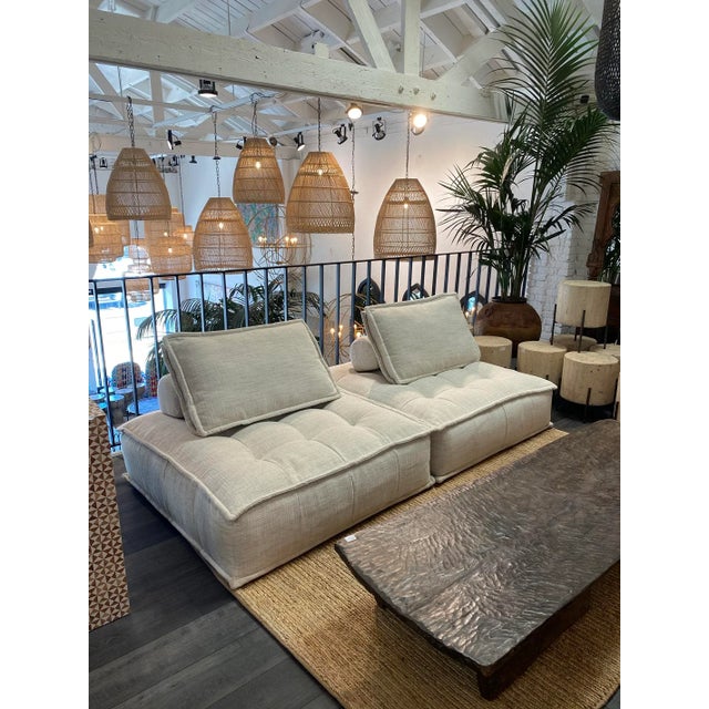 Textile Low Ivory Modern Chair Sofa For Sale - Image 7 of 7