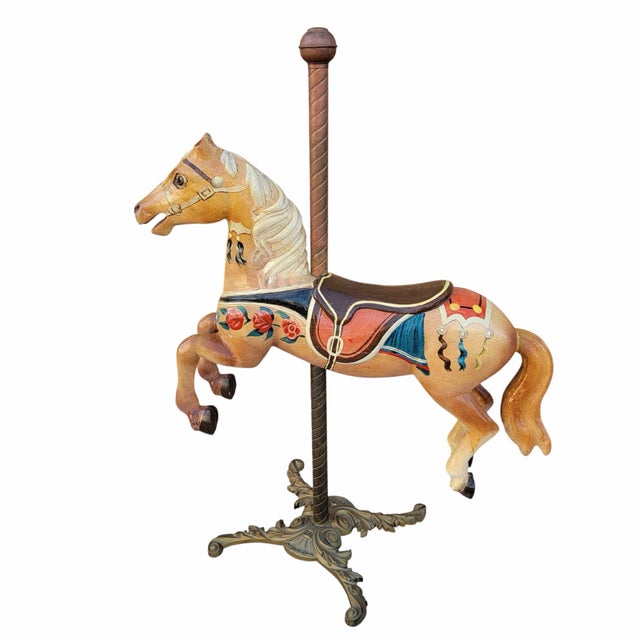 Wood Vintage Painted Wood Carousel Horse For Sale - Image 7 of 10