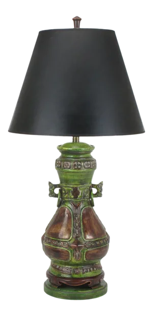 Marbro Ceramic Chinese Urn Style Crackle Finish Table Lamp With Dragons