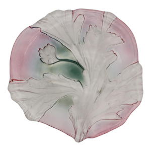 Daum Style Floral Glass Low Bowl, Pin Dish, French