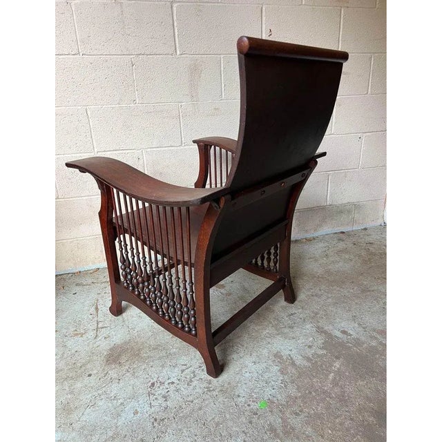 Antique American Empire Style Bentwood & Spindle Floral Hand Painted Back Library Armchair For Sale - Image 4 of 18