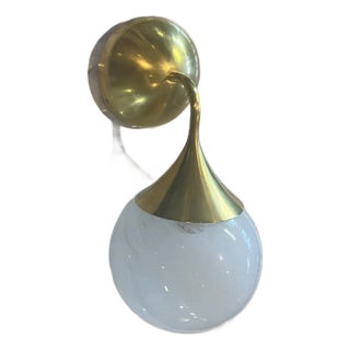 Aerin by Visual Comfort Signature Cristol Small Single Sconce Hand-Rubbed Antique Brass With White Glass For Sale
