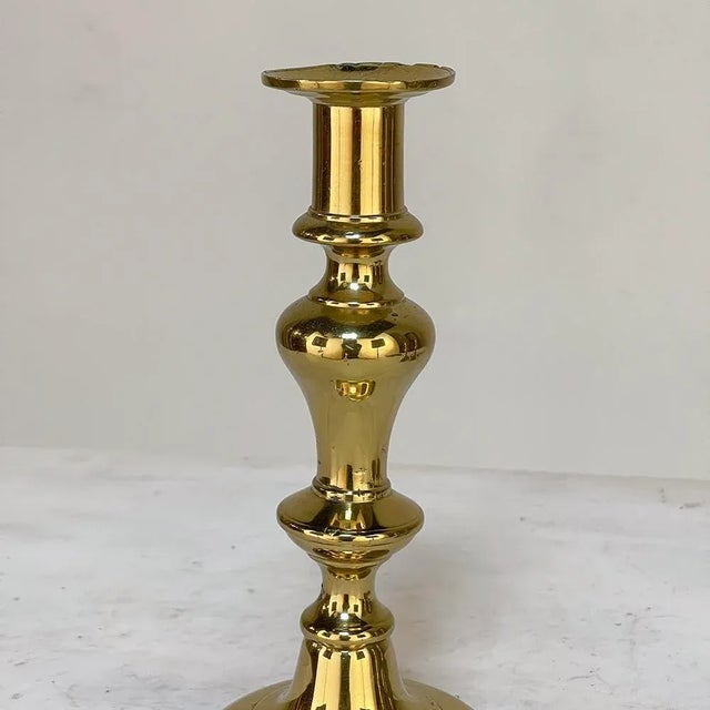 Late 18th Century Set of Three 18th Century Hand-Made Brass Candlesticks For Sale - Image 5 of 13