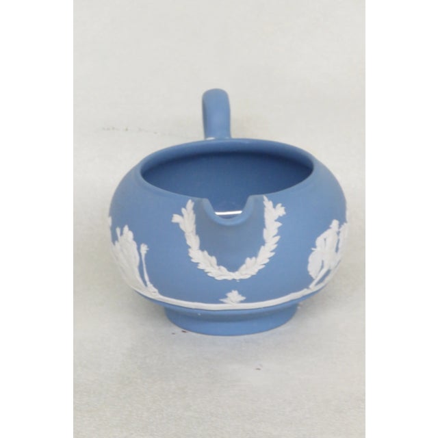 English Wedgwood England Jasperware Blue Grecian Cameo Milk Creamer For Sale - Image 3 of 13