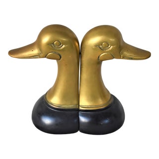 Brass Duck Bookends - Set of 2 For Sale