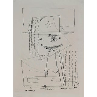 Santos Rene Irizarry Surrealist Portrait in Ink, Circa 1960 Circa 1960 For Sale