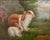 A vintage, gilt framed oil on canvas painting. Features a pair of bunnies surrounded by an English country landscape....