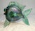 Vintage Hand Blown David Tate Studio Glass Iridescent Green Gold Fish Sculpture For Sale - Image 10 of 15