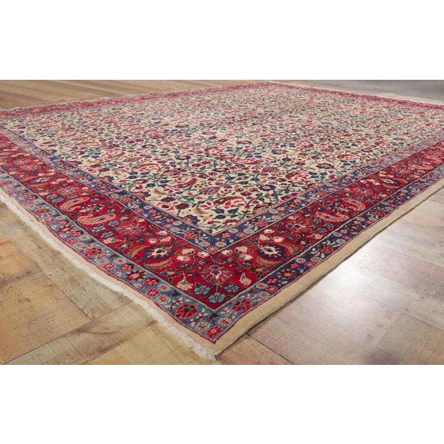 Textile Mid 20th Century Vintage Persian Mashhad Rug, 09'07 X 12'08 For Sale - Image 7 of 10
