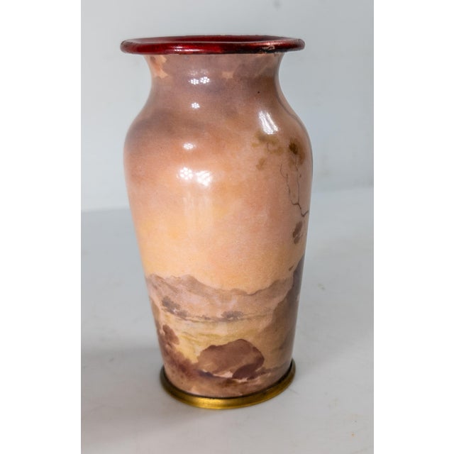 We are selling this French Limoges enamel vase. This vase was probably a pair and has a very well painted figure on a...