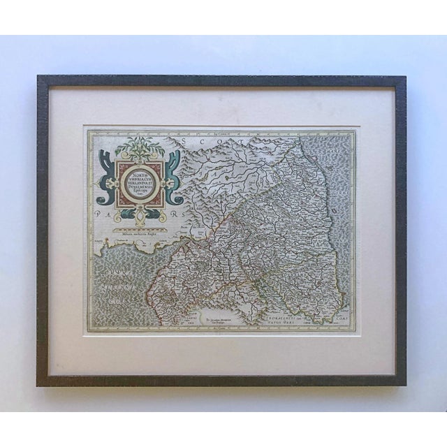 Black Decorative Early Hand-Colored Map of the Northumbria, Cumberlandia With Frame For Sale - Image 8 of 8