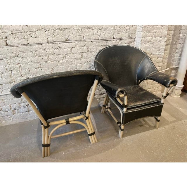 1970s Vintage Antonio Budji Layug Bamboo and Leather Chairs - A Pair For Sale - Image 9 of 10