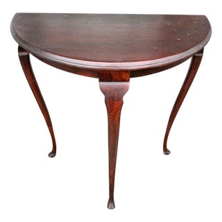 1920s Queen Anne Half‑Moon Console Table With Three Legs For Sale