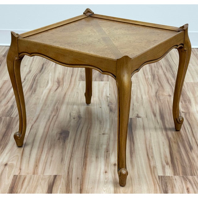 Vintage French Provincial Side Table With Burlwood Inlay For Sale In Kansas City - Image 6 of 9