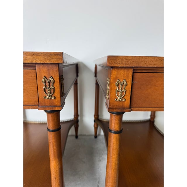 Pair of Vintage John Scalia for Schmieg & Kotzian Galleried Style One-Drawer Nightstands For Sale - Image 11 of 16