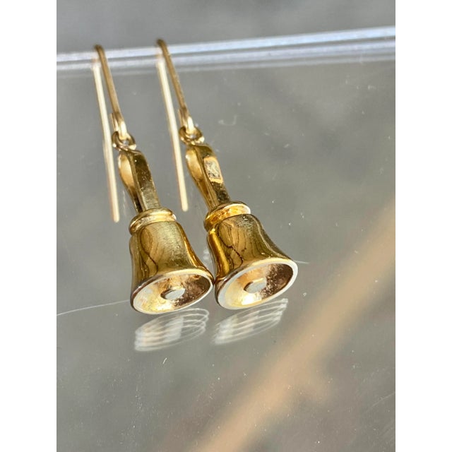 Bell Earrings in Gold Washed Sterling Silver For Sale - Image 9 of 12