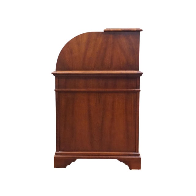 Jasper Cabinet Solid Mahogany & Elm Burl Traditional Regency Inspired 54" Roll Top Desk For Sale - Image 13 of 16