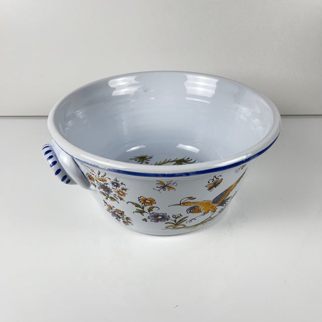 Large Hand-Painted Earthenware Salad Bowl by Mousiter, 1950s For Sale - Image 10 of 11