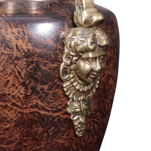 Late 20th Century Pair Classical Romanesque Brass Hardware Urns For Sale - Image 4 of 4
