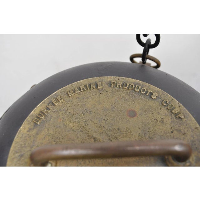 Antique Durkee Marine Ship Lantern Fixture Red Fresnel Pendant Chandelier (A) For Sale - Image 11 of 12