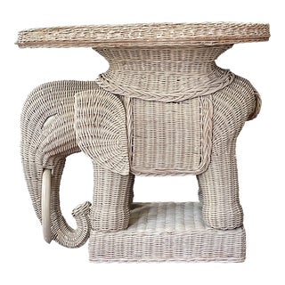 Late 20th Century Wicker Elephant Garden Stool For Sale