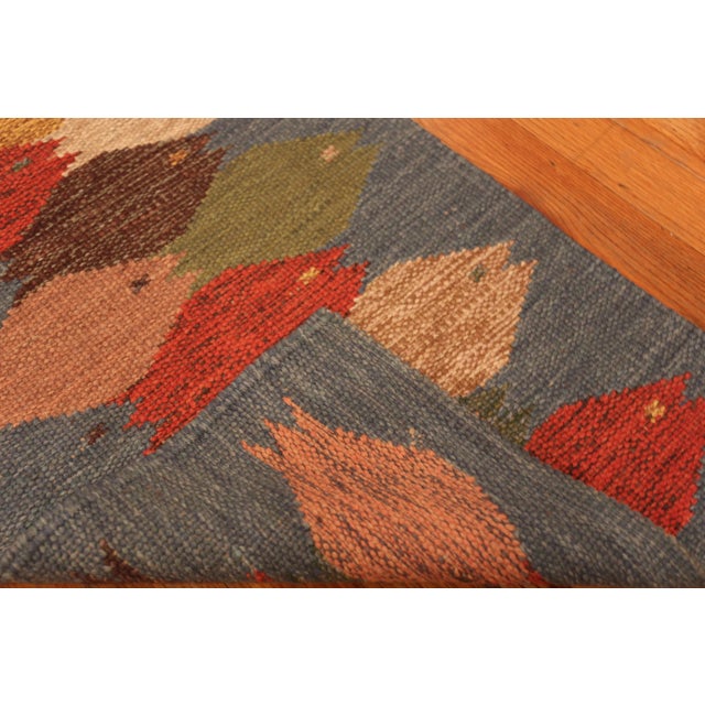 Mid-Century Modern Nazmiyal Collection Modern Swedish Style Fish Kilim Runner Rug For Sale - Image 3 of 5