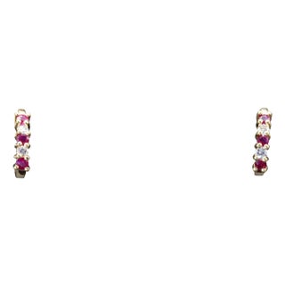 The Mindens: Ladies 14K Gold Drop Earrings set with Ruby and Diamond, 2 Pieces For Sale