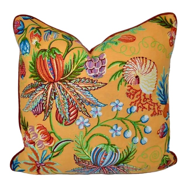 Quadrille Fabric Down-Filled Sofa Pillow For Sale
