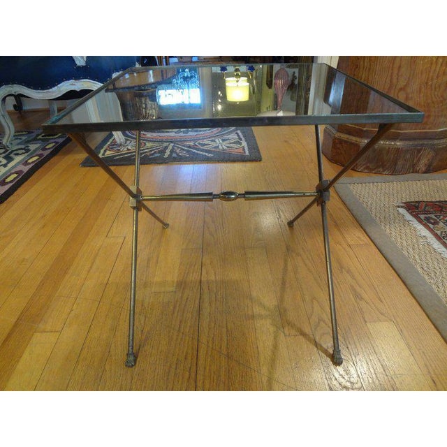 French 1940's French Neoclassical Style Brass Side Table For Sale - Image 3 of 8