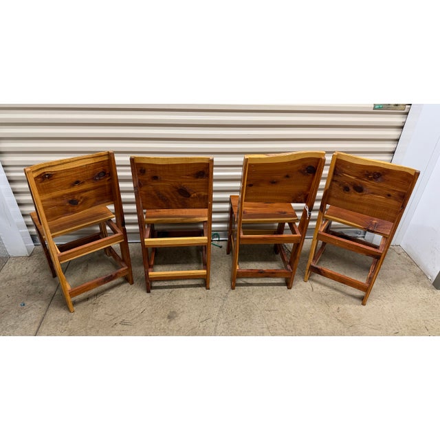 Vintage Rustic Wood Dining Chairs with Genuine Upholstery Cow Hide Set Of 4 Great condition This Vintage Rustic Wood...