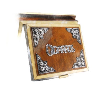 Wooden Snuffbox with Silver Applications and the Phrase Cigarettes For Sale