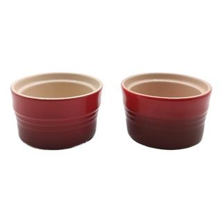 Le Creuset Stoneware Cerise Ramekins Set of 2 For Sale