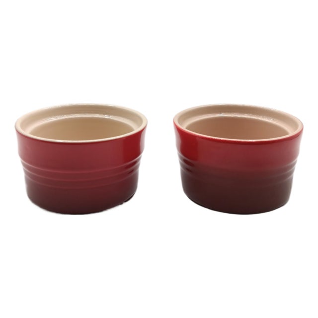 Le Creuset Stoneware Cerise Ramekins Set of 2 For Sale