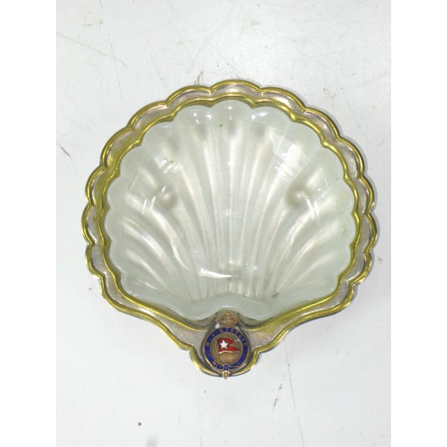 Dish Plate M.V. Georgic (1932) White Star Line (Crest) Silver Plate Glass Shell For Sale - Image 4 of 16