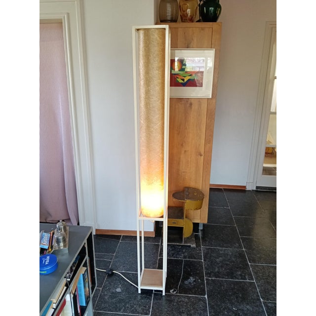 Cream Vintage Glass Fibre Floor Lamp, 1960s For Sale - Image 8 of 12