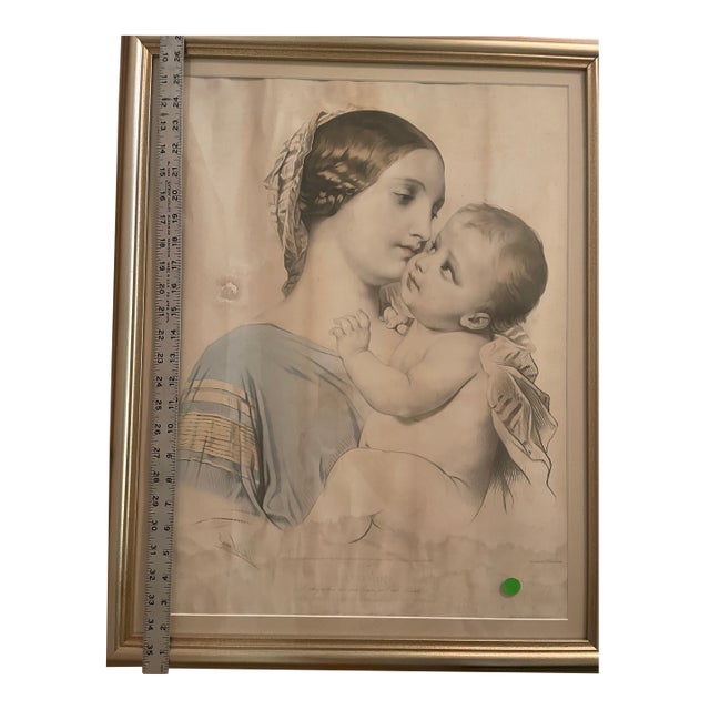 Antique Madonna And Child Framed Lithograph For Sale