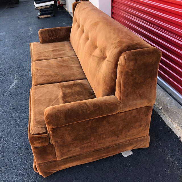 Vintage Brown Crushed Velvet Sofa by Jamison Chairish