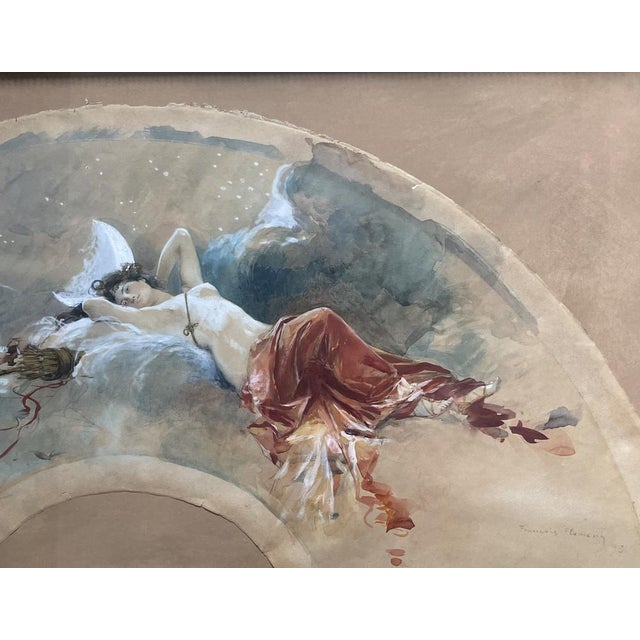 François Flameng, Diane Chasseresse, Watercolor for Fan Project, 1893, Framed For Sale - Image 11 of 17