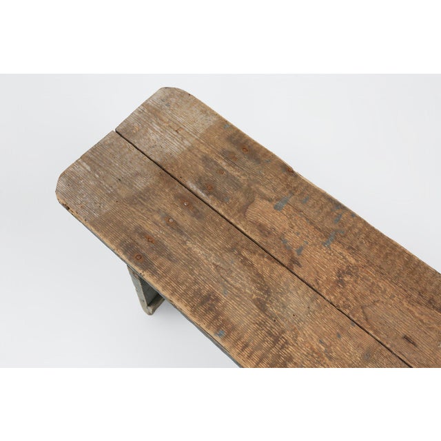 Industrial Grey Wooden Bench, France, 1890s For Sale - Image 6 of 11