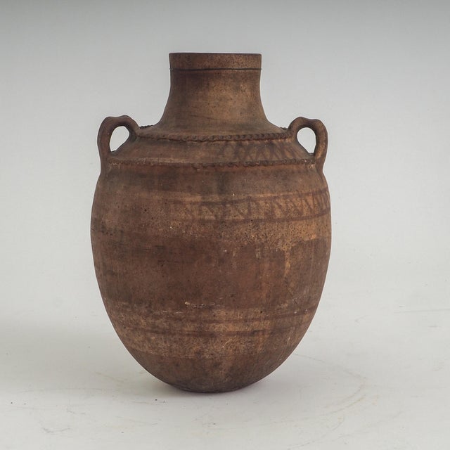 1950s Vintage Earthenware Storage Vessel with Incised and Painted Motifs, 1950s For Sale - Image 5 of 11