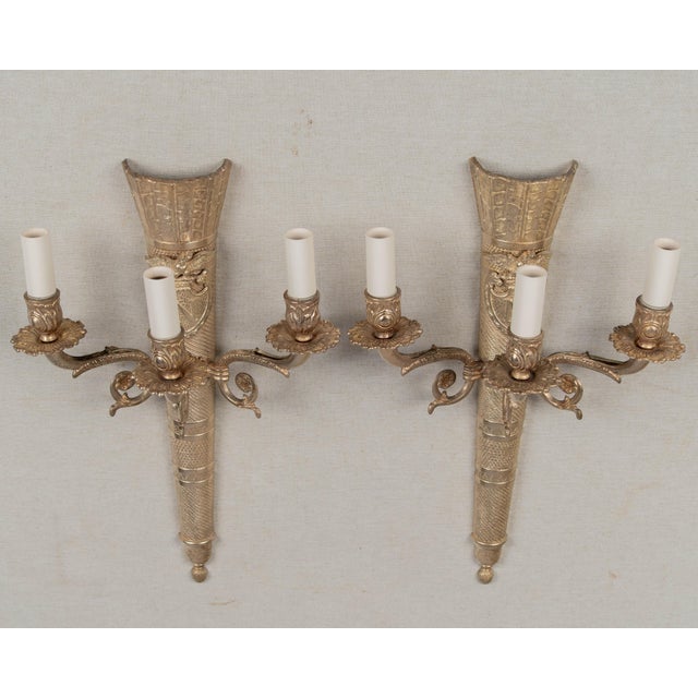 Napoleon III Style Bronze Sconces, a Pair For Sale In Orlando - Image 6 of 7
