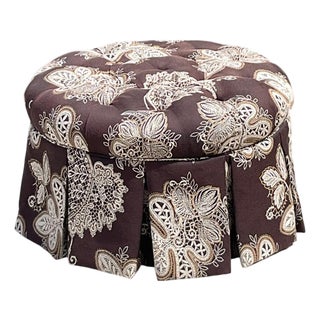 Vintage Paisley Tufted Ottoman For Sale