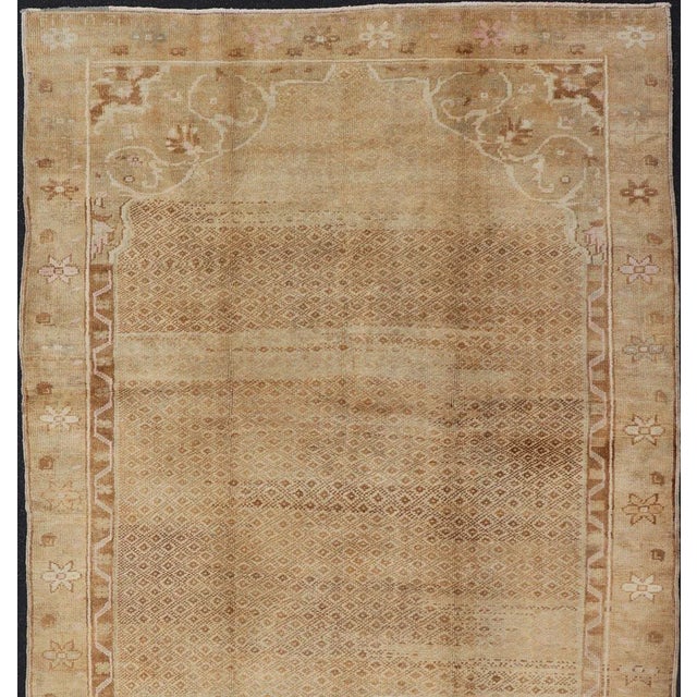 Measures: 5'11 x 11'6. Vintage Oushak Rug in Warm Beige and Golden Tan with Subtle Cream Accents. Keivan Woven Arts / rug...