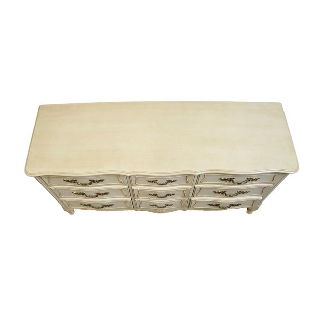Late 20th Century Davis Cabinet Co. Cream / Off White French Provincial 62" Triple Dresser For Sale - Image 9 of 12