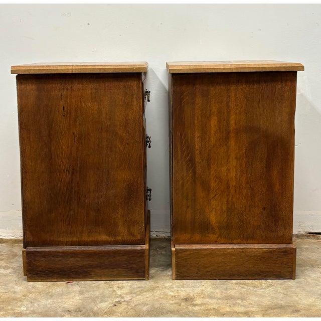 Antique English Oak Nightstands - A Pair For Sale - Image 10 of 10