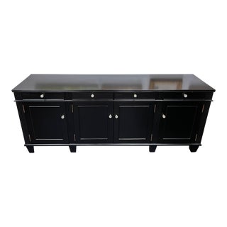 Vintage Black Sideboard With Frosted Glass Pulls For Sale